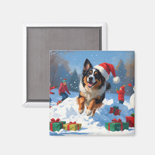 Belgischer Schäferhund Weihnachtliches Schneeszena Magnet