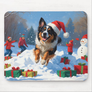 Belgischer Schäferhund Weihnachtliches Schneeszena Mousepad