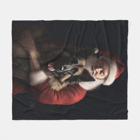 Belgischer Schäferhund Weihnachtsmann Feierliche W Fleecedecke (Vorderseite (Horizontal))