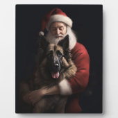 Belgischer Schäferhund Weihnachtsmann Feierliche W Fotoplatte (Vorderseite)