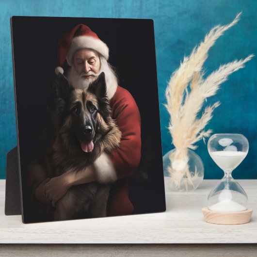 Belgischer Schäferhund Weihnachtsmann Feierliche W Fotoplatte (Seite)