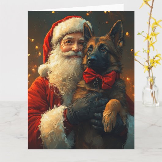 Belgischer Schäferhund Weihnachtsmann Feierliche W Karte (Gelbe Blume)