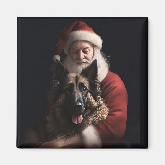 Belgischer Schäferhund Weihnachtsmann Feierliche W Magnet (Vorne)