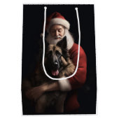 Belgischer Schäferhund Weihnachtsmann Feierliche W Mittlere Geschenktüte (Rückseite)