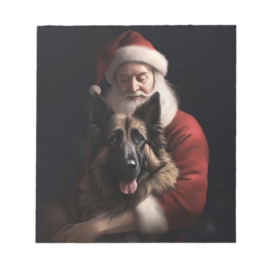 Belgischer Schäferhund Weihnachtsmann Feierliche W Notizblock (Vorderseite)