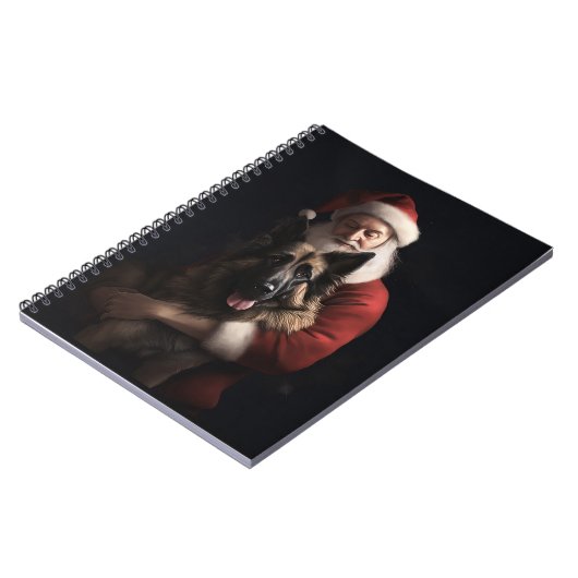 Belgischer Schäferhund Weihnachtsmann Feierliche W Notizblock (Linke Seite)