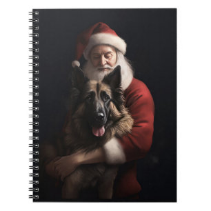 Belgischer Schäferhund Weihnachtsmann Feierliche W Notizblock