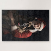 Belgischer Schäferhund Weihnachtsmann Feierliche W Puzzle (Horizontal)