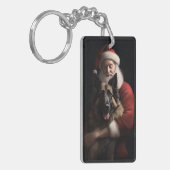 Belgischer Schäferhund Weihnachtsmann Feierliche W Schlüsselanhänger (Vorderseite links)