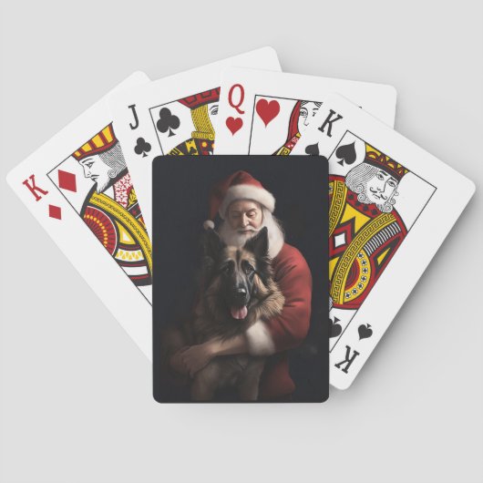 Belgischer Schäferhund Weihnachtsmann Feierliche W Spielkarten (Rückseite)