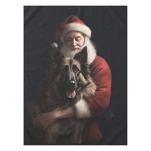 Belgischer Schäferhund Weihnachtsmann Feierliche W Tischdecke (Vorderseite)