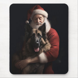 Belgischer Schäferhund Weihnachtsmann Festliches W Mousepad