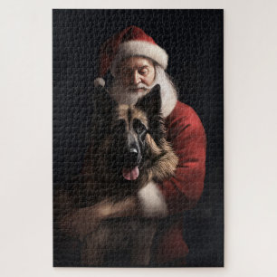Belgischer Schäferhund Weihnachtsmann Festliches W Puzzle