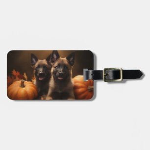 Belgischer Schäferhund-Welpe Herbstfreude Kürbis Gepäckanhänger