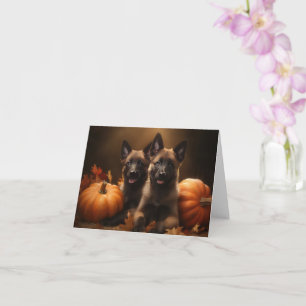 Belgischer Schäferhund-Welpe Herbstfreude Kürbis Karte