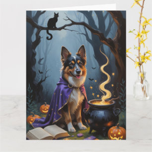 Belgischer Schäferhund Whimsical Halloween-Malerei Karte