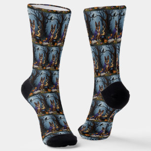 Belgischer Schäferhund Whimsical Halloween-Malerei Socken