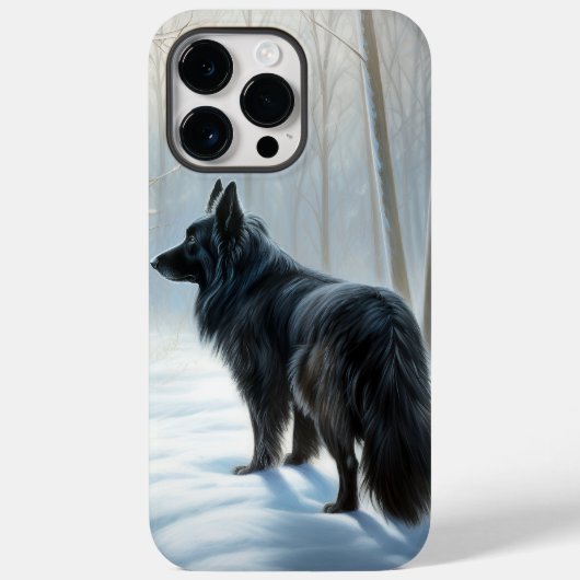 Belgischer Schafhund lässt Schnee Weihnachten Case-Mate iPhone Hülle (Rückseite)