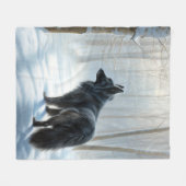 Belgischer Schafhund lässt Schnee Weihnachten Fleecedecke (Vorderseite (Horizontal))