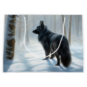 Belgischer Schafhund lässt Schnee Weihnachten Große Geschenktüte (Vorderseite)