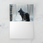 Belgischer Schafhund lässt Schnee Weihnachten Karte (Innenseite)