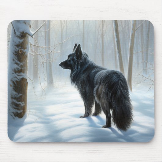 Belgischer Schafhund lässt Schnee Weihnachten Mousepad (Vorne)