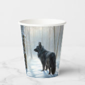 Belgischer Schafhund lässt Schnee Weihnachten Pappbecher (Vorderseite)