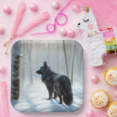 Belgischer Schafhund lässt Schnee Weihnachten Pappteller (Party)