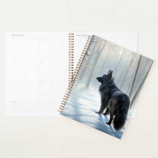 Belgischer Schafhund lässt Schnee Weihnachten Planer (Anzeige)