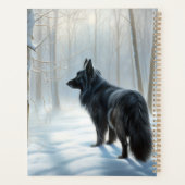 Belgischer Schafhund lässt Schnee Weihnachten Planer (Rückseite)