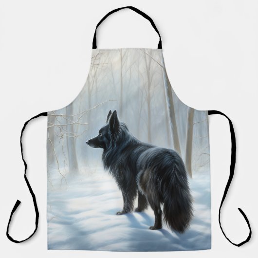 Belgischer Schafhund lässt Schnee Weihnachten Schürze (Vorderseite)