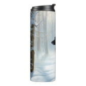 Belgischer Schafhund lässt Schnee Weihnachten Thermosbecher (Nach links gedreht)