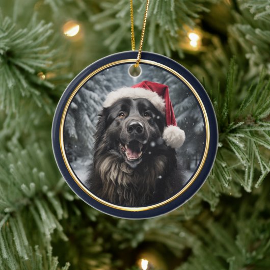 Belgischer Schafhund Weihnachtsmannmütze Winterwal Keramik Ornament (Baum)