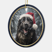Belgischer Schafhund Weihnachtsmannmütze Winterwal Keramik Ornament (Links)
