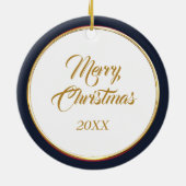 Belgischer Schafhund Weihnachtsmannmütze Winterwal Keramik Ornament (Hinten)