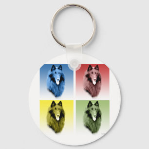 Belgischer Sheepdog Pop Art Schlüsselanhänger
