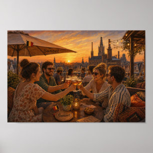 Belgischer Sonnenuntergangs-Poster für Dachpartys Poster