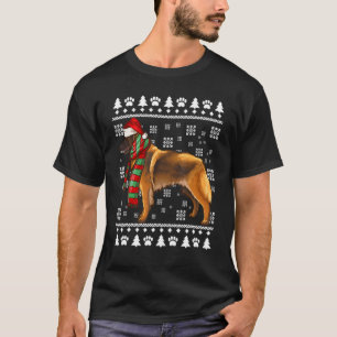 Belgischer Tervuren-Hund Santa Hut Xmas hässliches T-Shirt