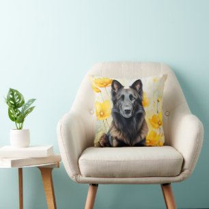 Belgischer Tervuren-Hundefreund und Klatschmohn Kissen