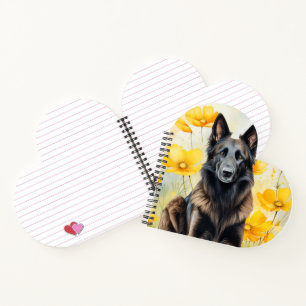 Belgischer Tervuren-Hundefreund und Mohnblumen Notizblock