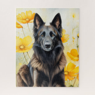 Belgischer Tervuren-Hundefreund und Mohnblumen Puzzle