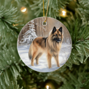 Belgischer Tervuren Lass es schneien Weihnachten Keramik Ornament