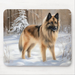 Belgischer Tervuren Lass es schneien Weihnachten Mousepad