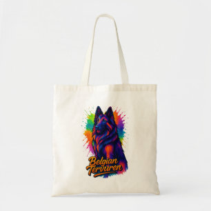 Belgischer Tervuren Neon Pop Art Illustration Tragetasche