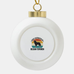 Belgischer Tervuren Vintage-Hundeliebhaber-Shirt-D Keramik Kugel-Ornament