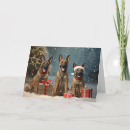 Belgischer Weihnachtshund Malinois Dankeskarte