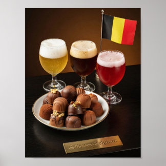 Belgisches Bier- und Schokoladen-Genussplakat Poster