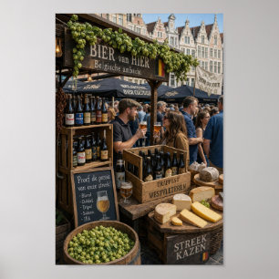 Belgisches Biermarkt-Verkostungsszene-Plakat Poster