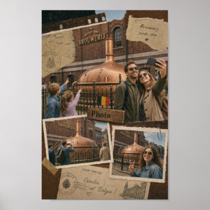 Belgisches Brauerei-Postkarten-Collage-Plakat Poster