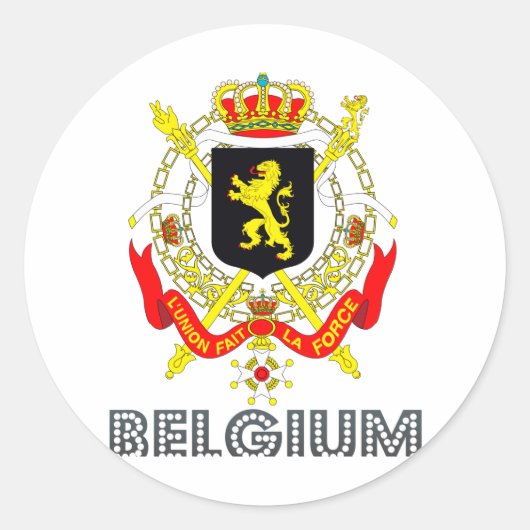 Belgisches Emblem Runder Aufkleber (Vorderseite)